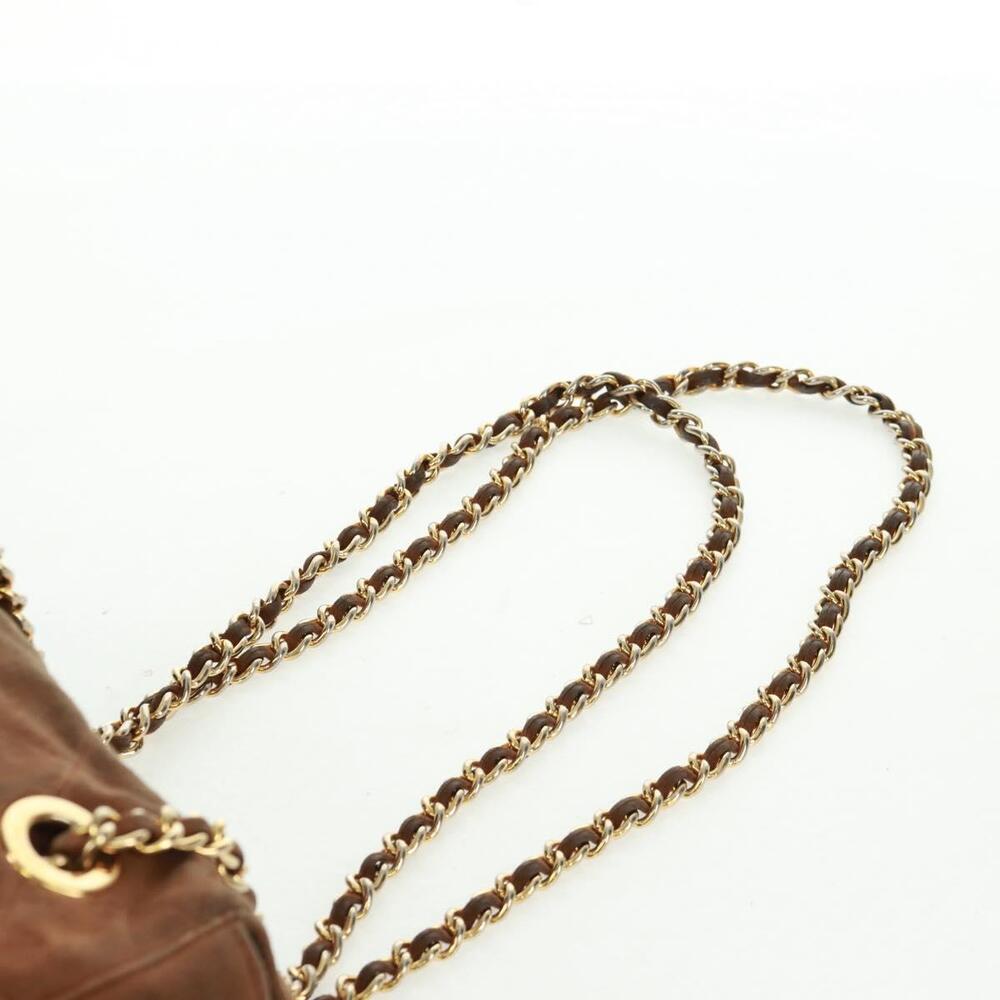 PRADA Chain Shoulder Bag Suede Brown Gold Auth ep12610 - Picture 14 of 16